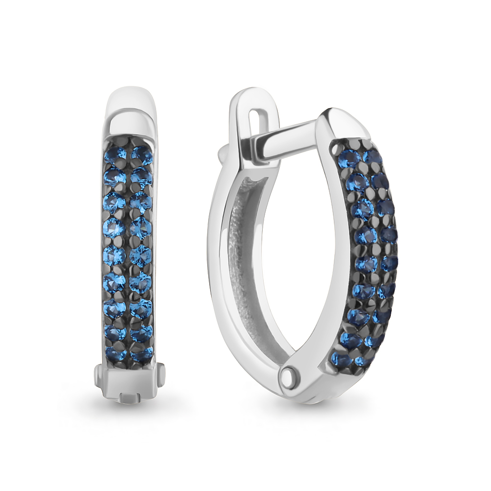 400530Б Серьги из Серебра с наносапфирами