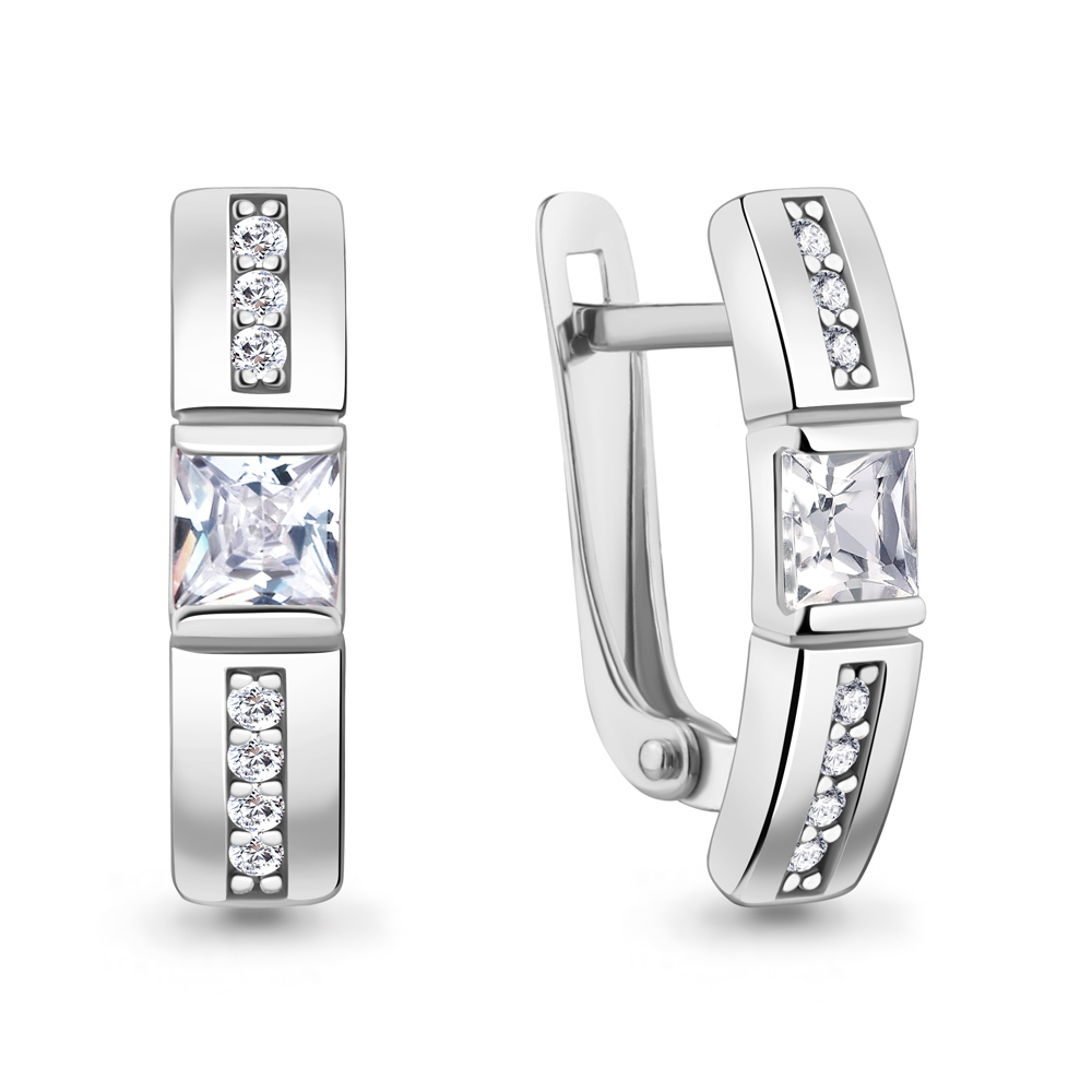 400544А Серьги из Серебра с фианитами