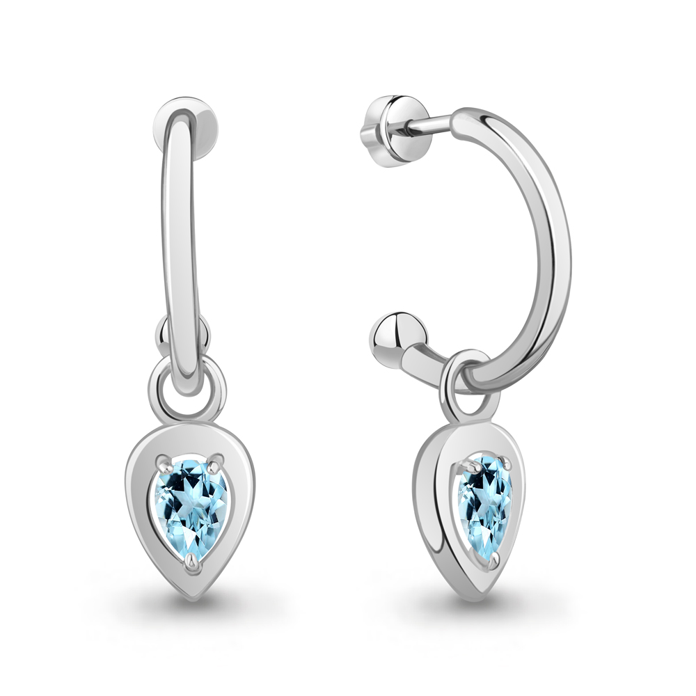 40055302 Серьги из Серебра с топазами скай блю