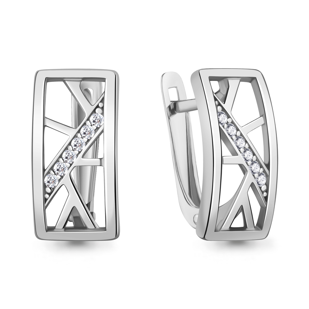 400589А Серьги из Серебра с фианитами