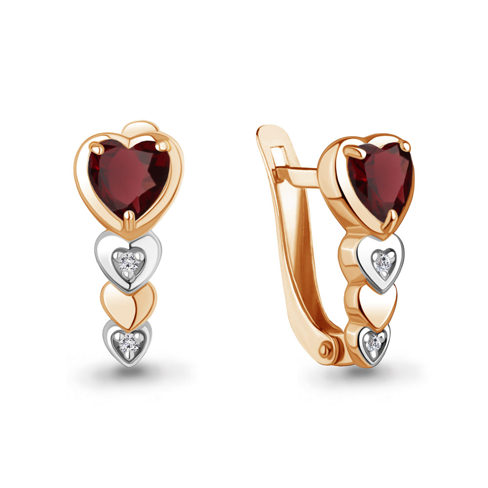 40060903 Серьги из Золота с гранатами, фианитами