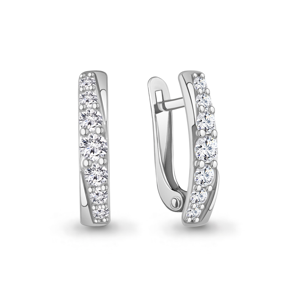 400612А Серьги из Серебра с фианитами