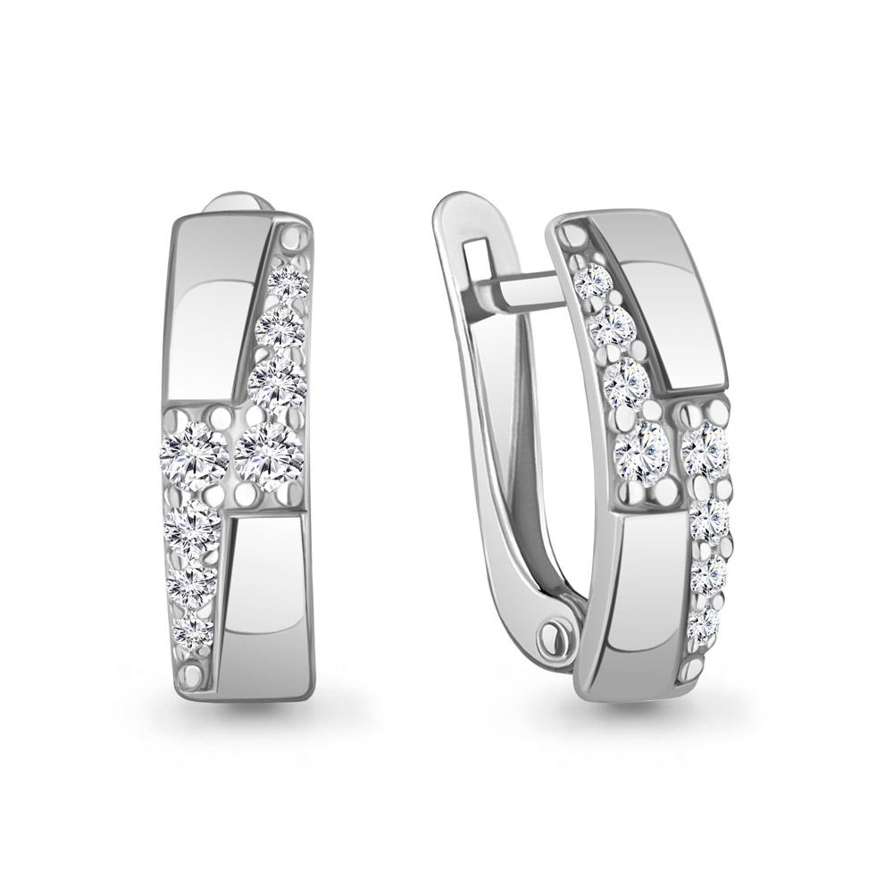 400616А Серьги из Серебра с фианитами