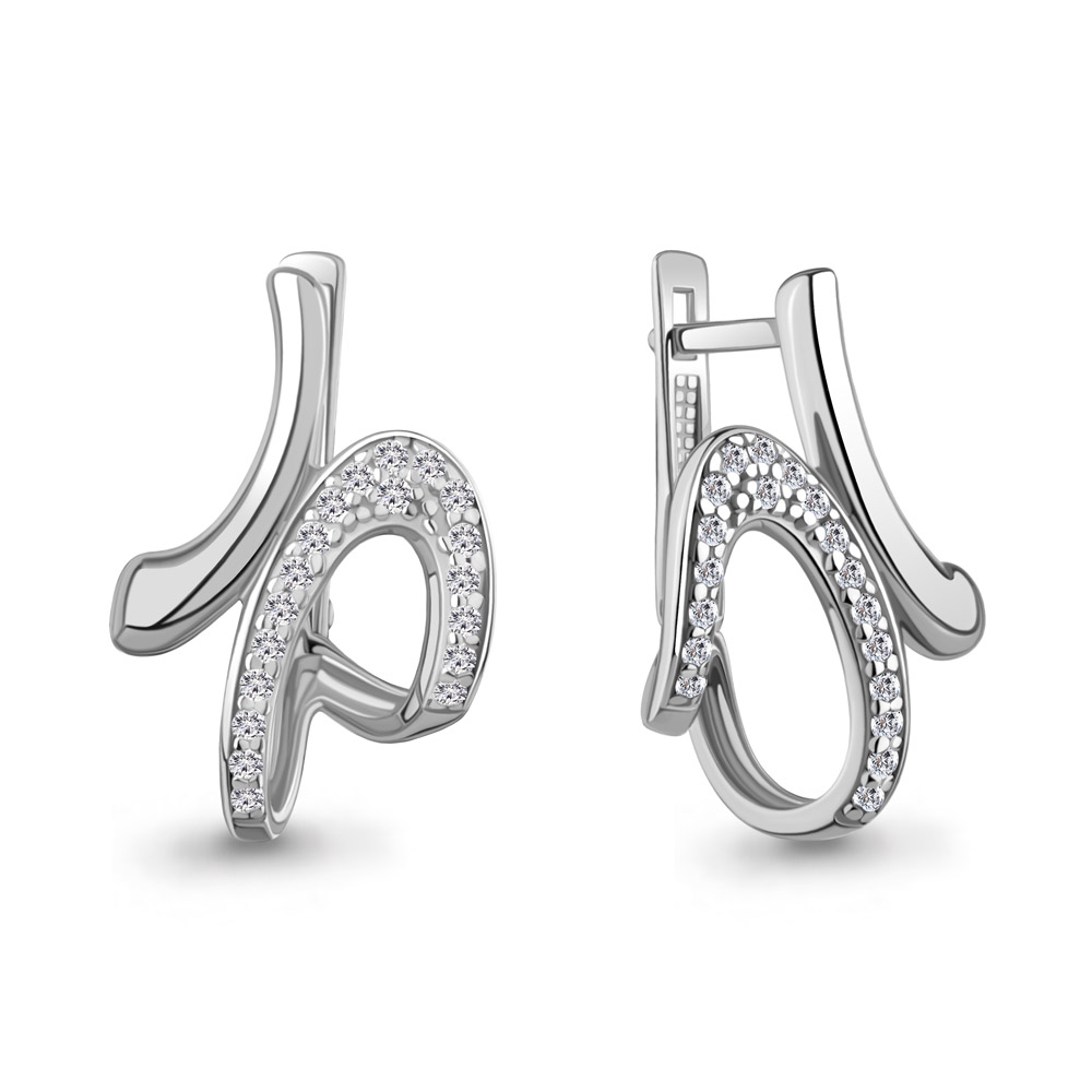 400618А Серьги из Серебра с фианитами