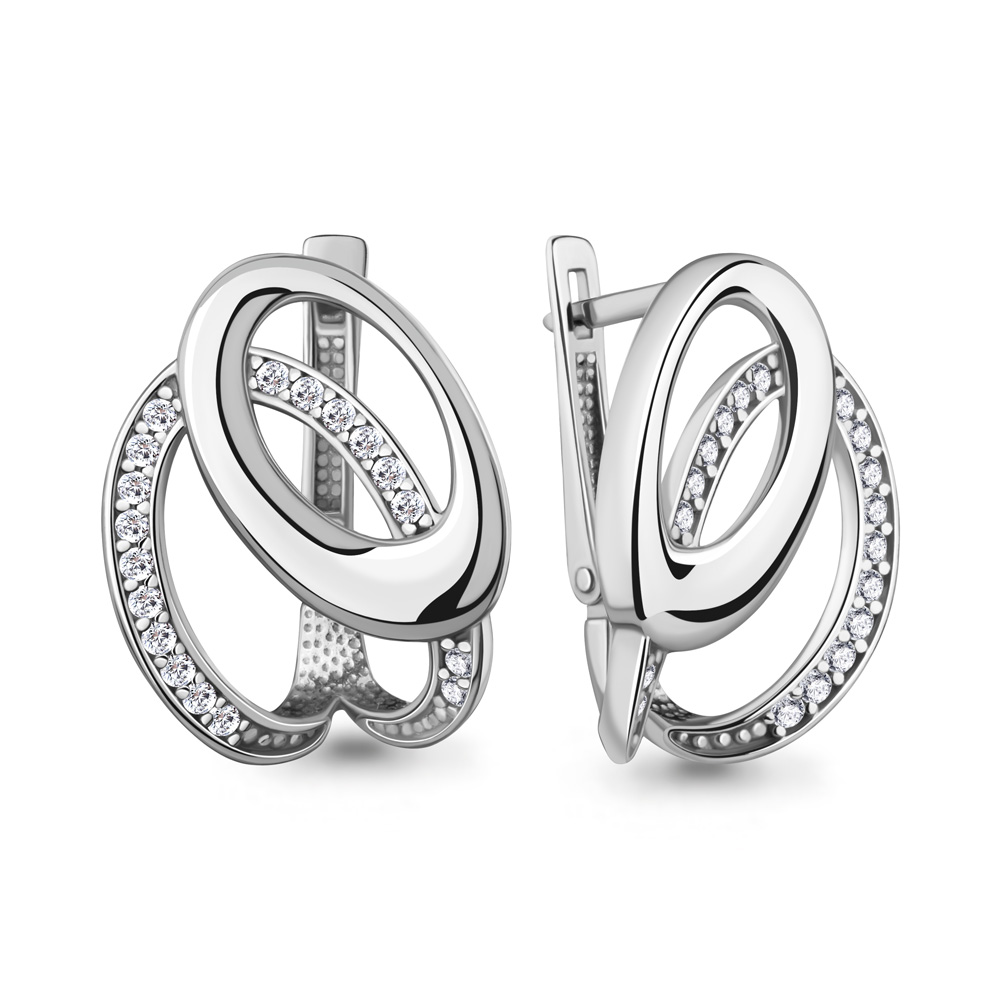 400619А Серьги из Серебра с фианитами