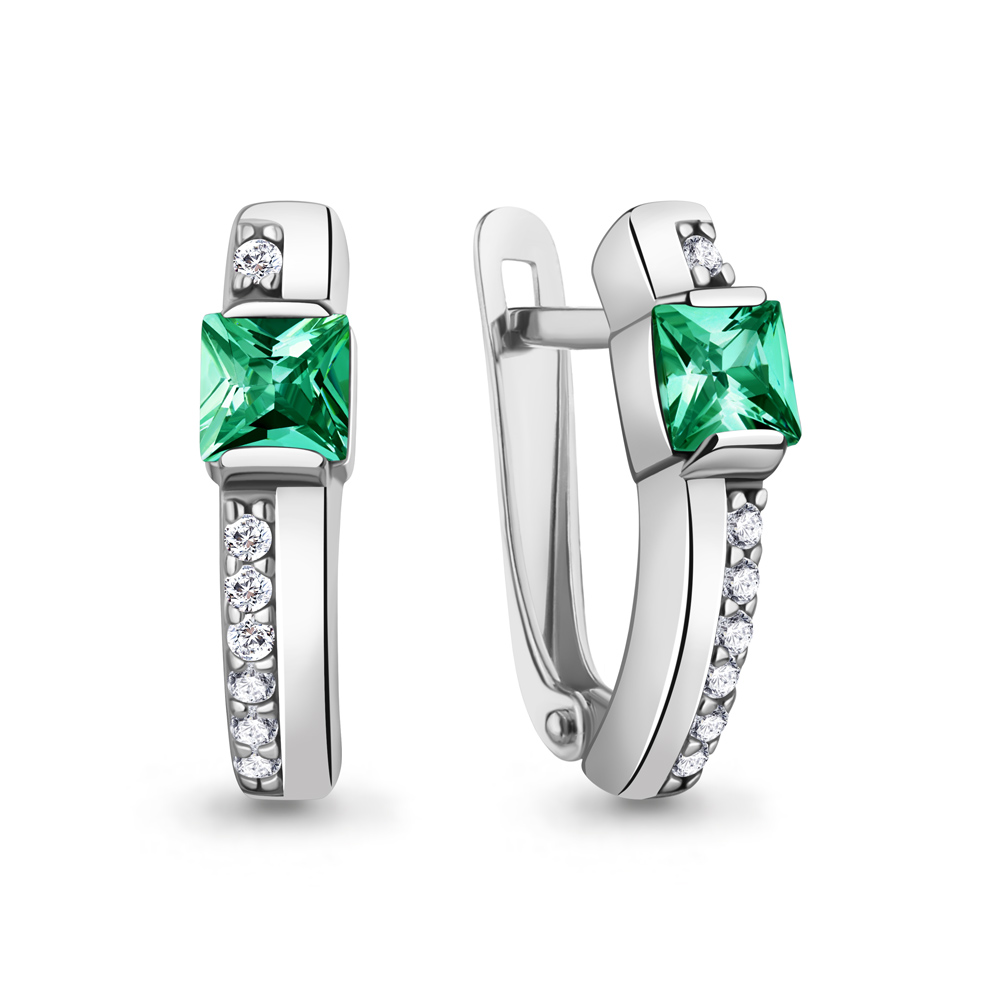 400631АГ Серьги из Серебра с наноизумрудами