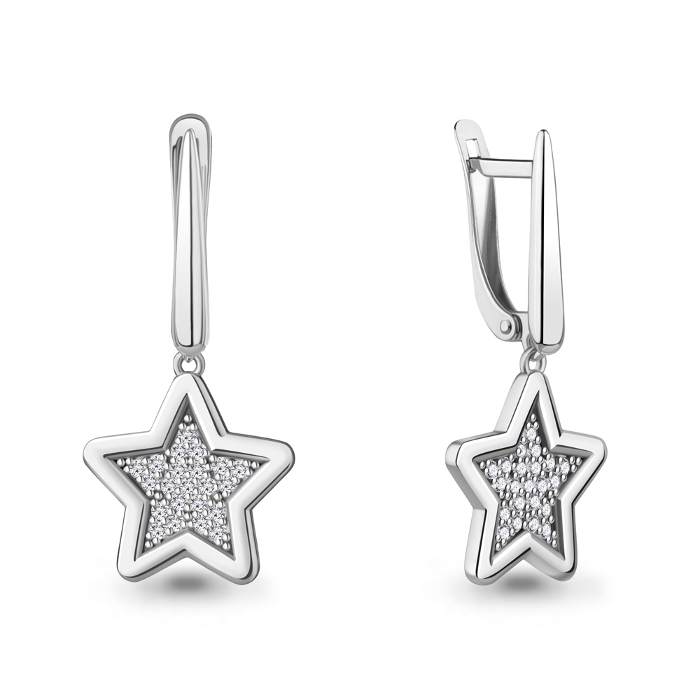 400640А Серьги из Серебра с фианитами