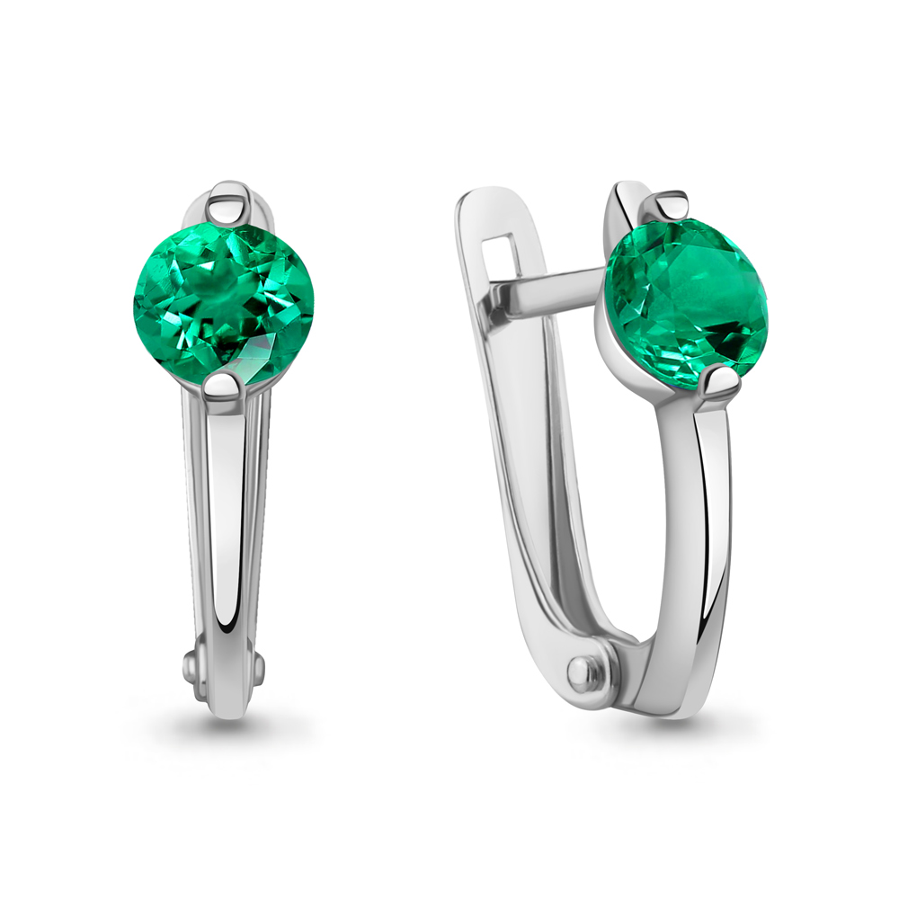 400662П Серьги из Серебра с наноизумрудами