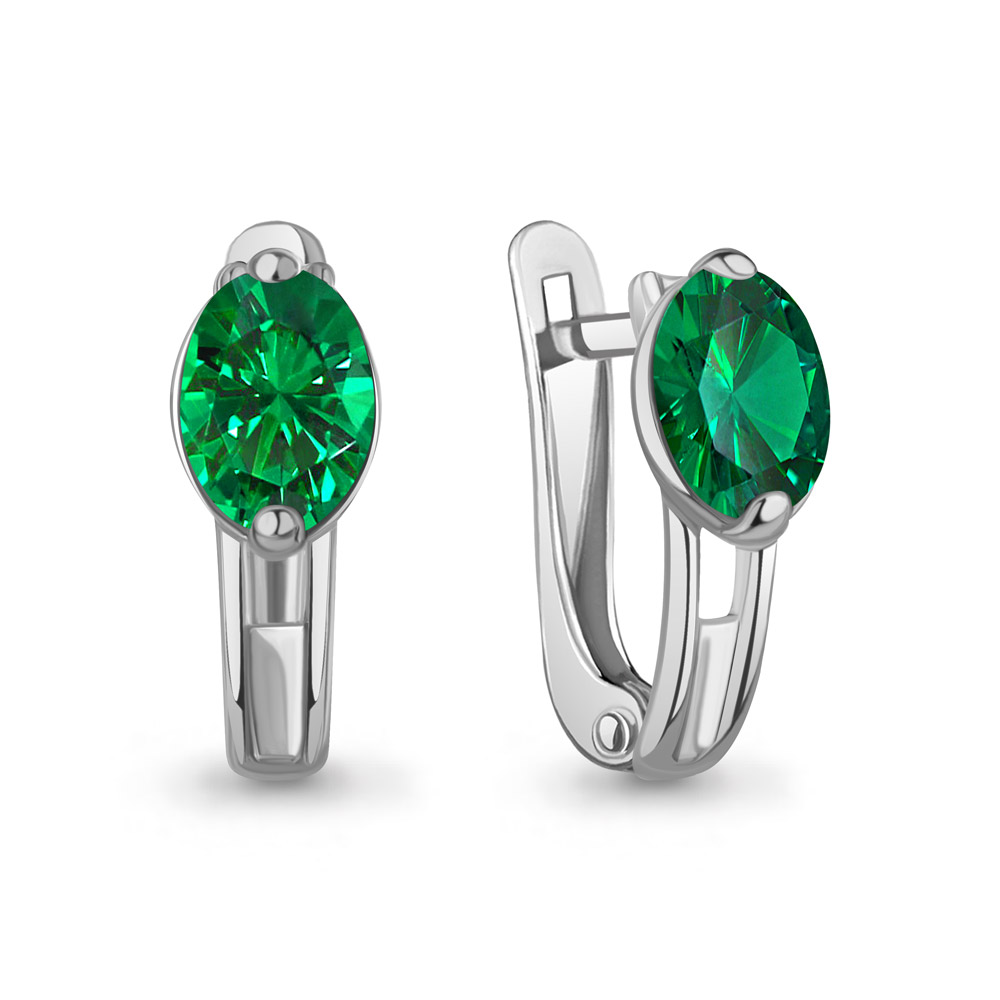 400665П Серьги из Серебра с наноизумрудами