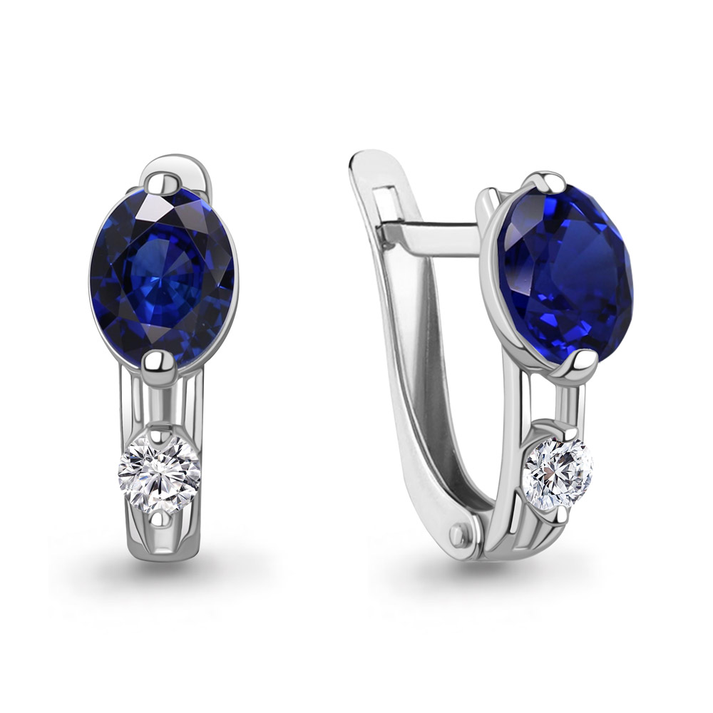 400666Н Серьги из Серебра с наносапфирами, фианитами