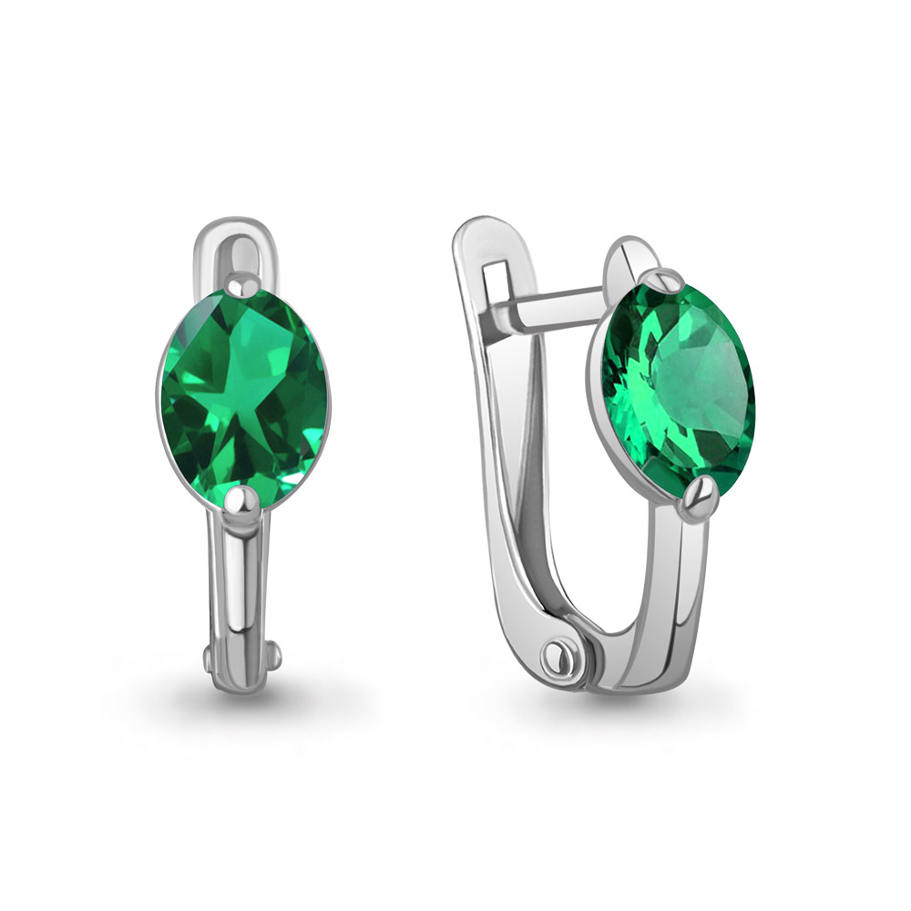 400667П Серьги из Серебра с наноизумрудами