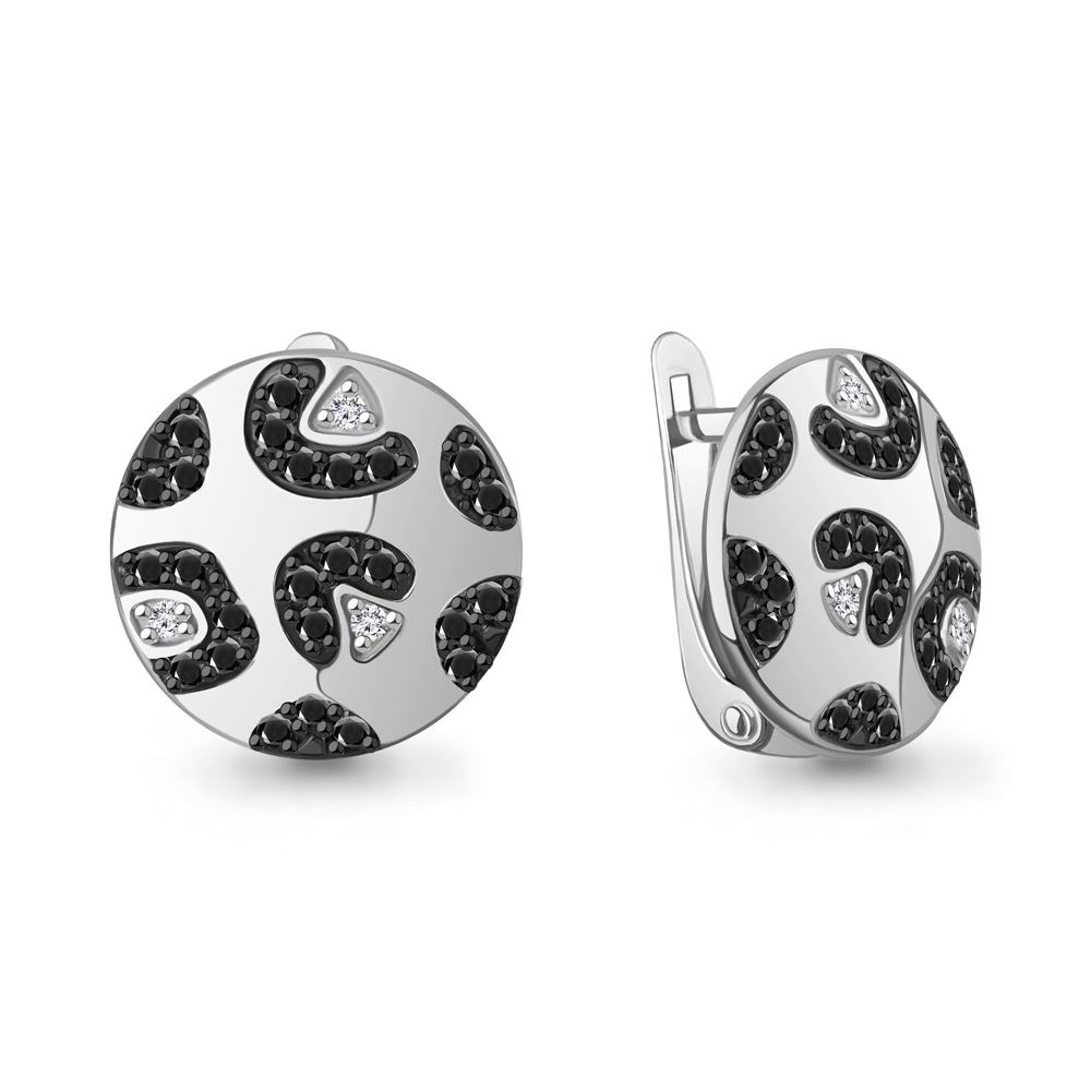 400674АЧ Серьги из Серебра с нанокристаллами, фианитами