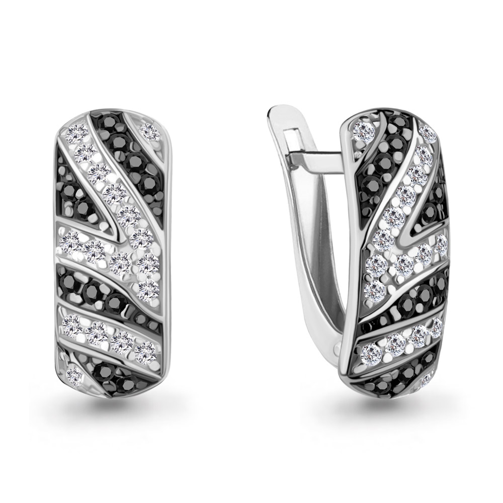 400682АЧ Серьги из Серебра с нанокристаллами, фианитами