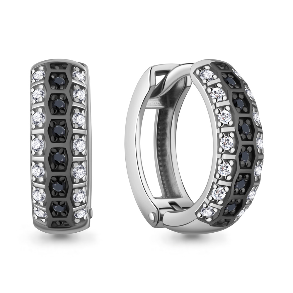 400683АЧ Серьги из Серебра с нанокристаллами, фианитами