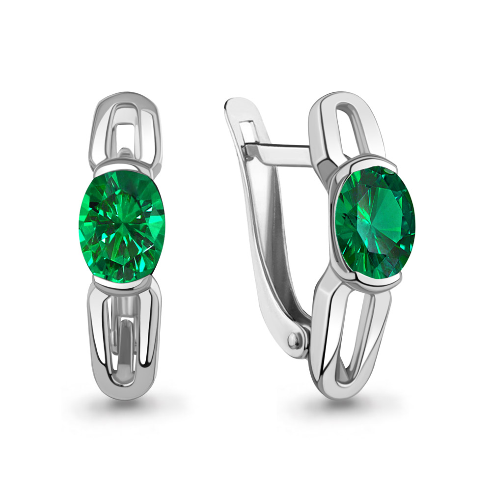 400706П Серьги из Серебра с наноизумрудами