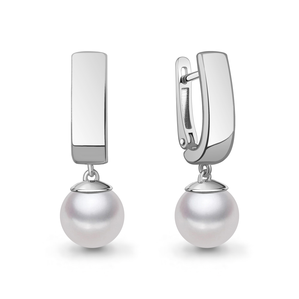 400712 Серьги из Серебра с хрустальным жемчугом