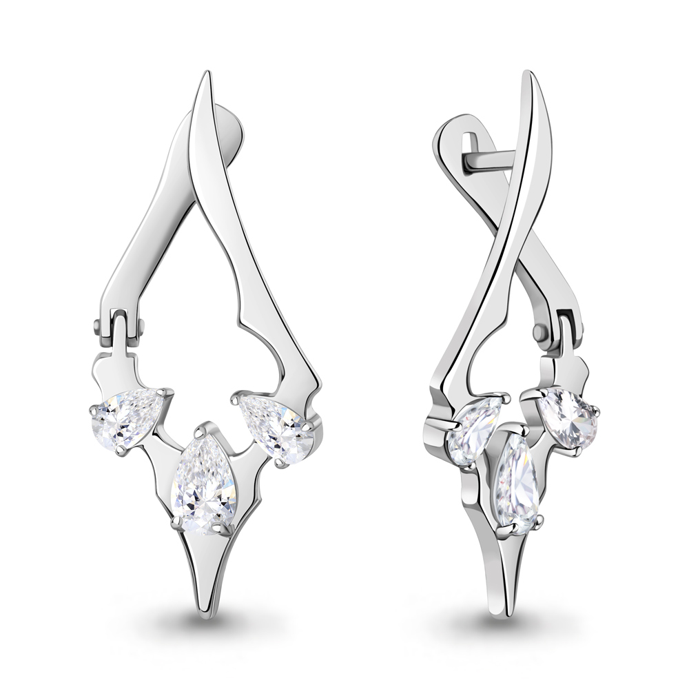400719 Серьги из Серебра с фианитами