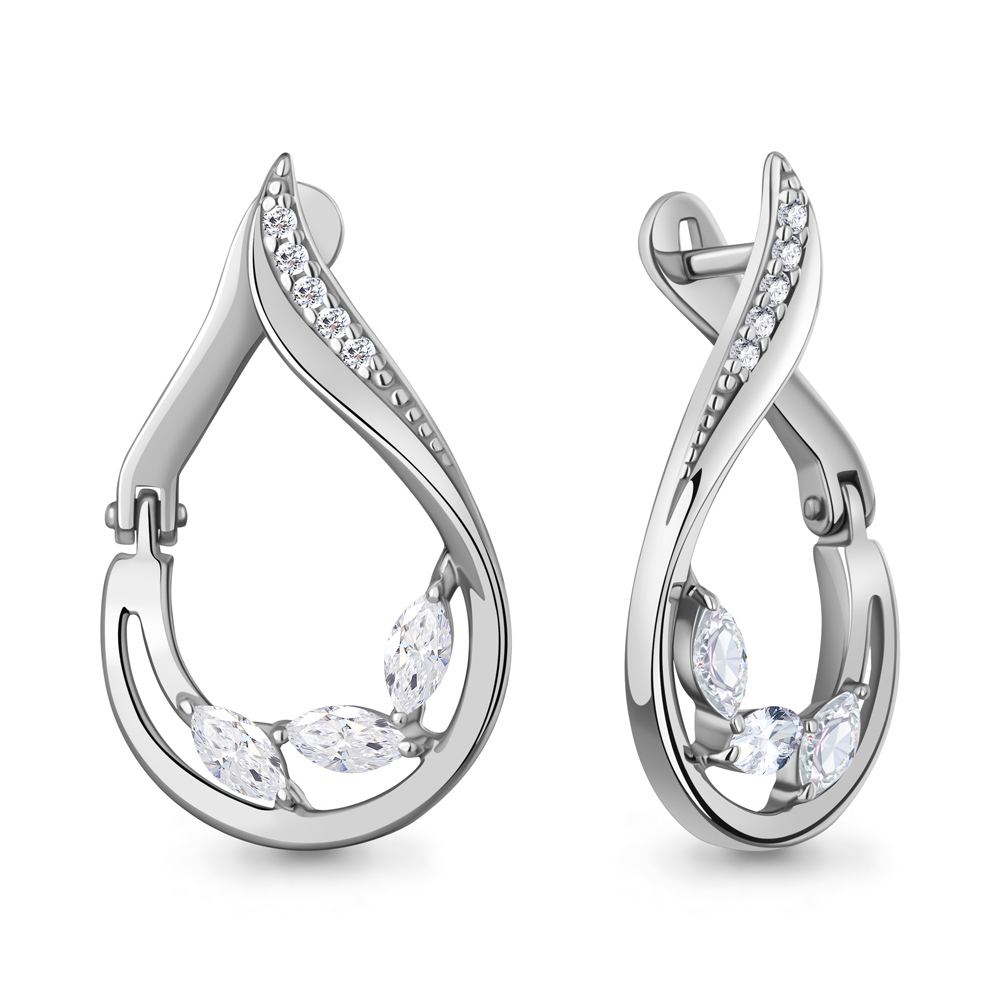 400720А Серьги из Серебра с фианитами
