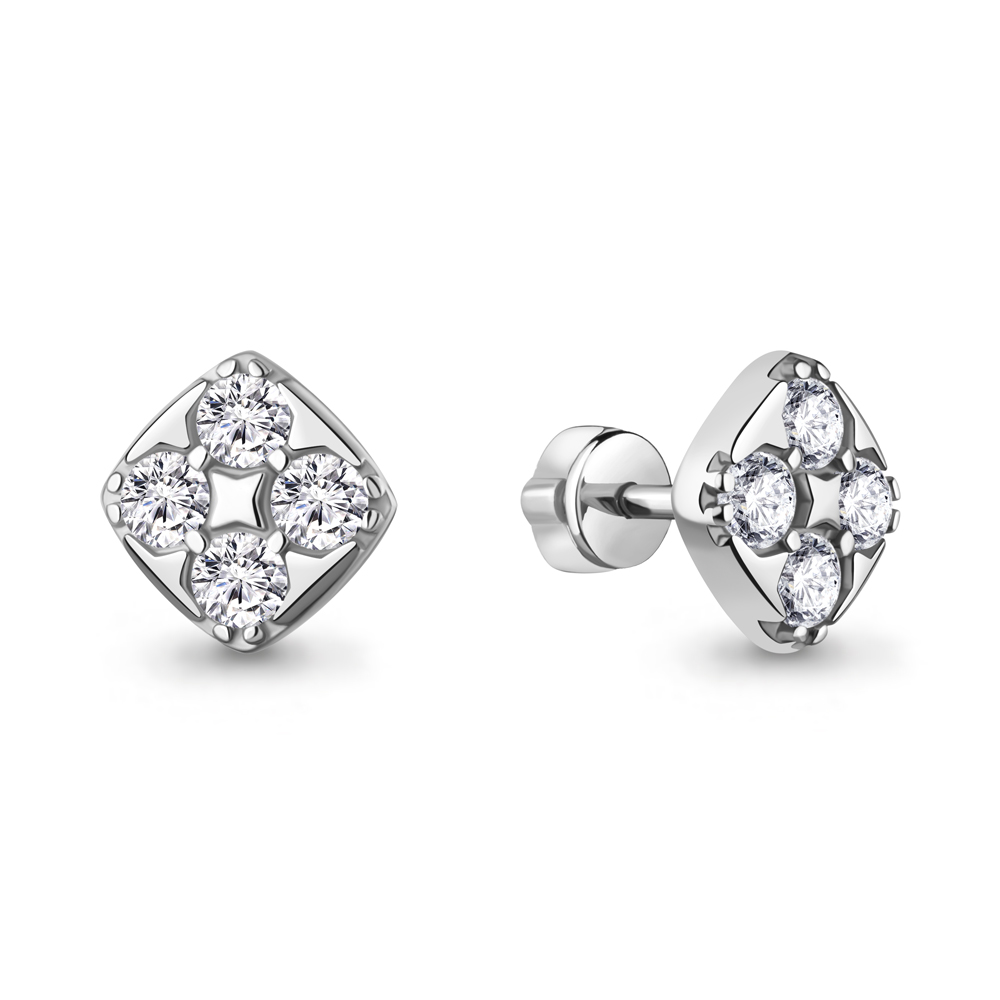 400725А Серьги из Серебра с фианитами