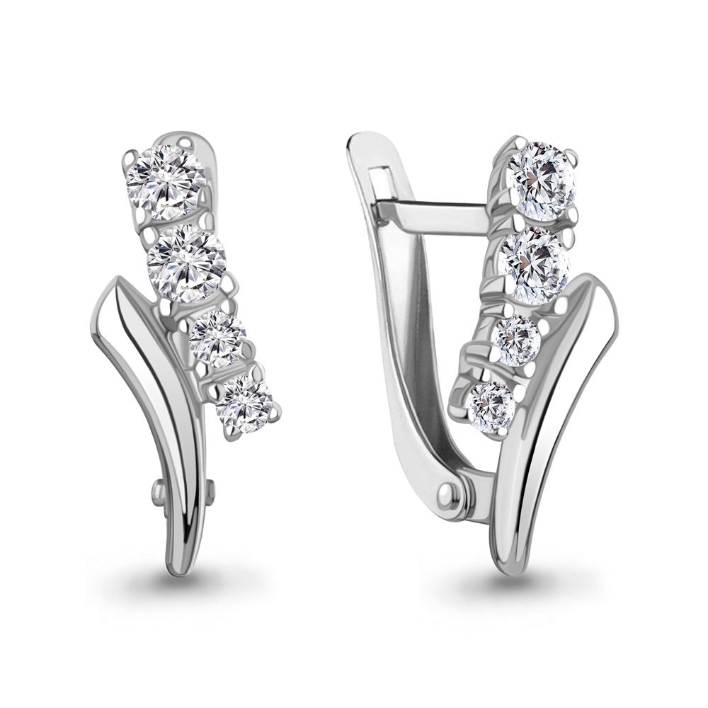 400746А Серьги из Серебра с фианитами