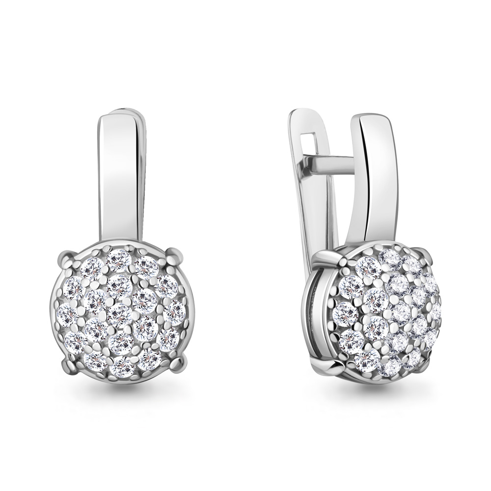 400750А Серьги из Серебра с фианитами