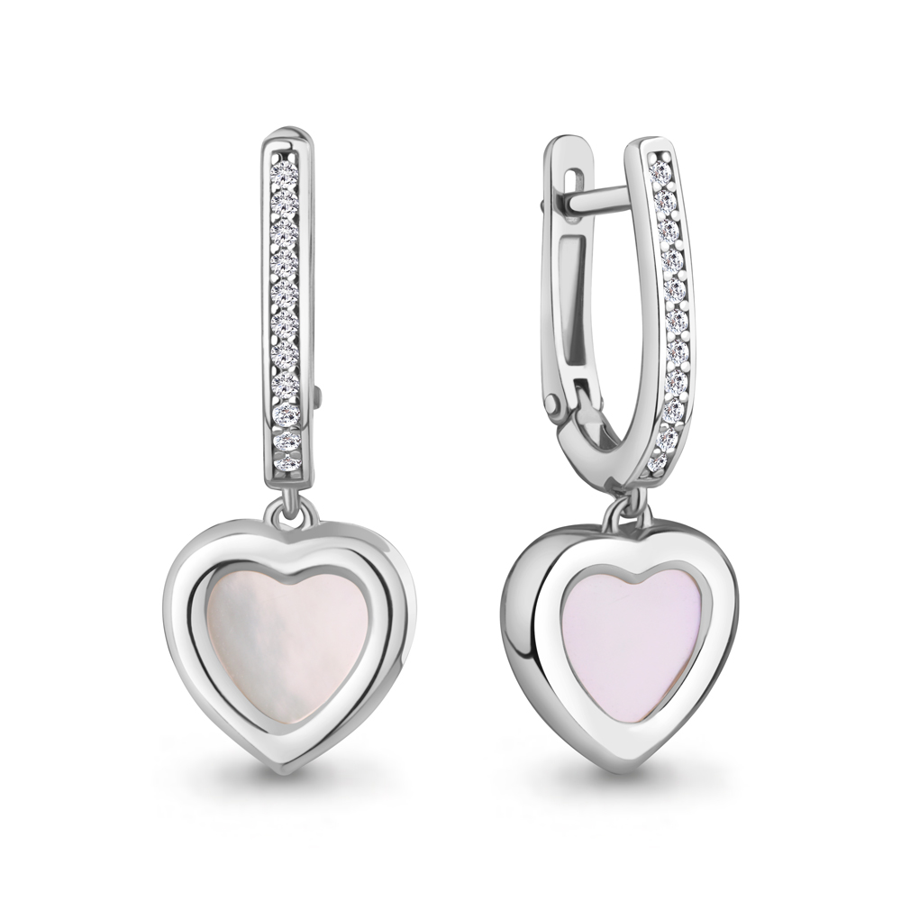 400759А Серьги из Серебра с поделочными камнями, фианитами