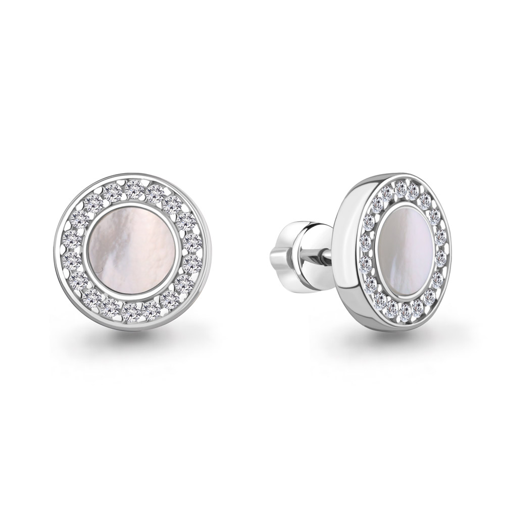 400760А Серьги из Серебра с поделочными камнями, фианитами