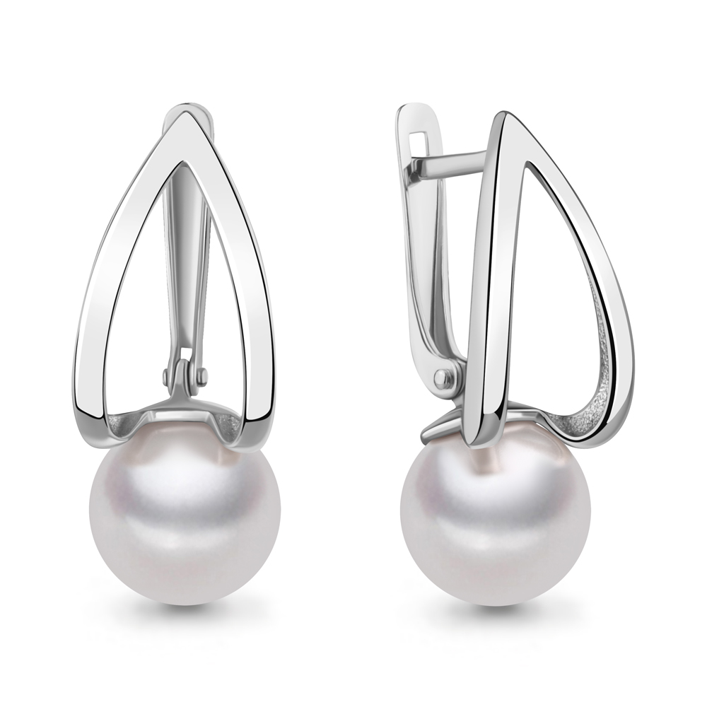 400769 Серьги из Серебра с хрустальным жемчугом