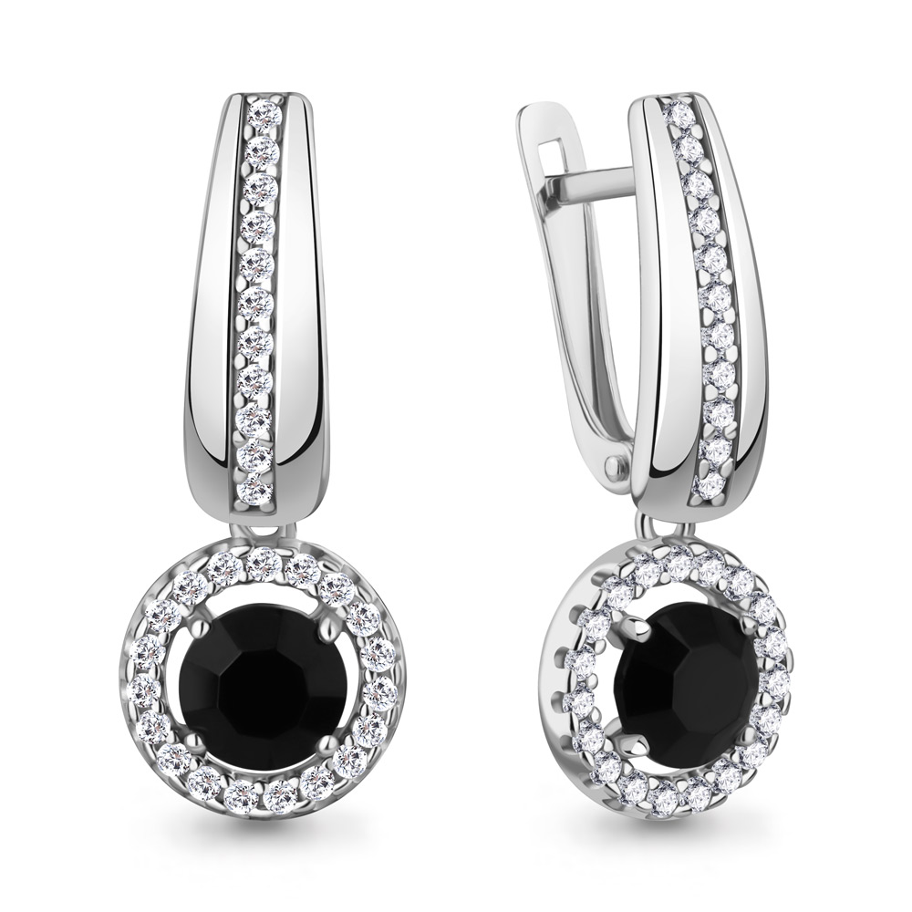 400770АЧ Серьги из Серебра с стёклами, фианитами