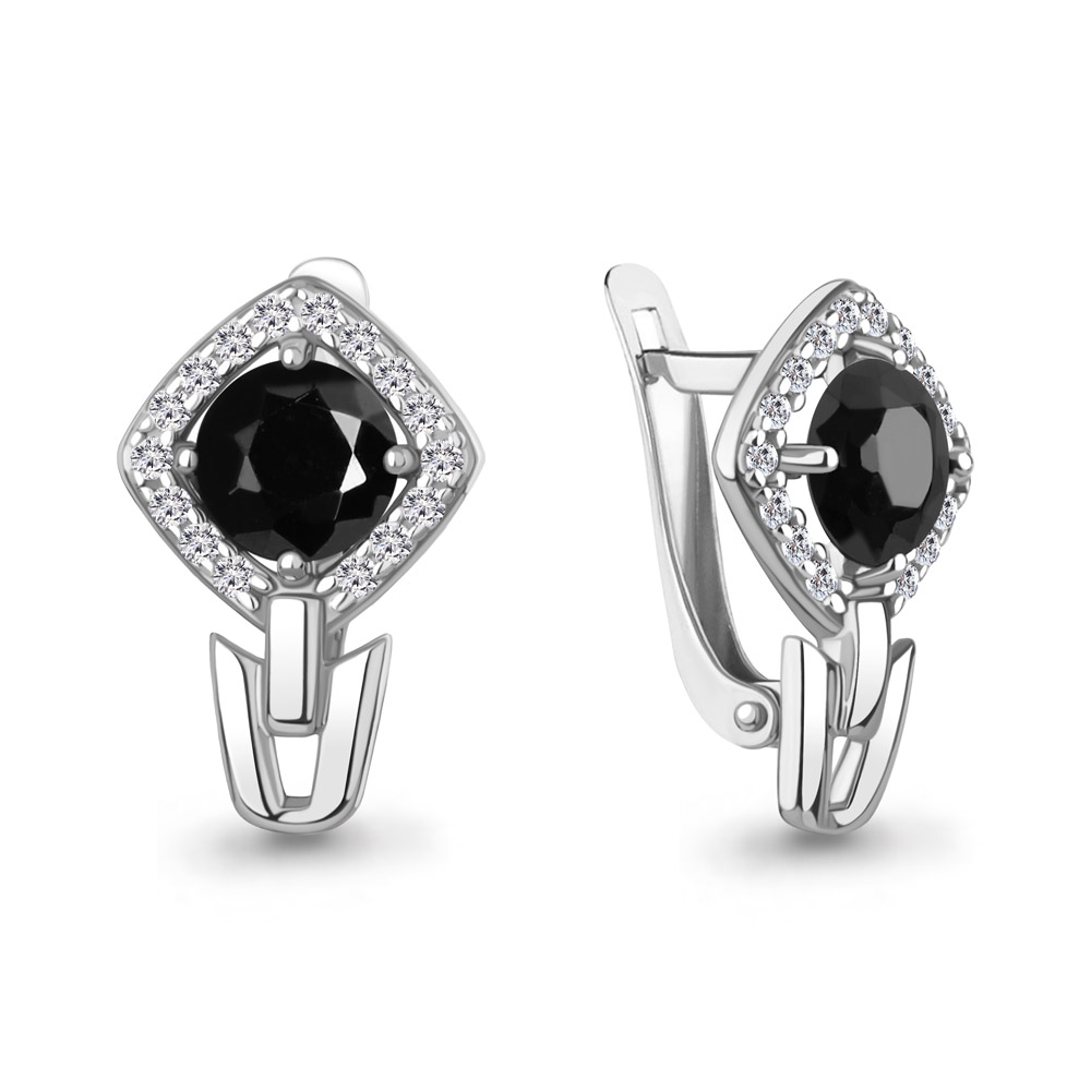 400776АЧ Серьги из Серебра с стёклами, фианитами