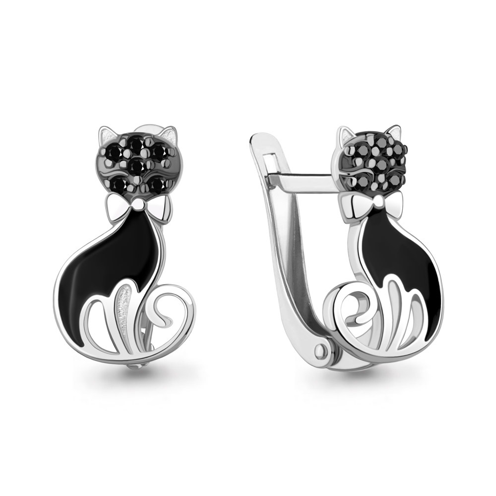 400783Ч Серьги из Серебра с нанокристаллами, эмалью