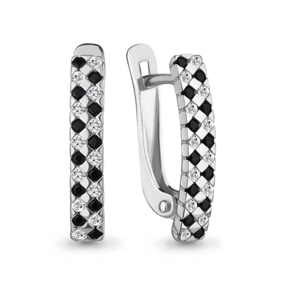 400814АЧ Серьги из Серебра с нанокристаллами, фианитами