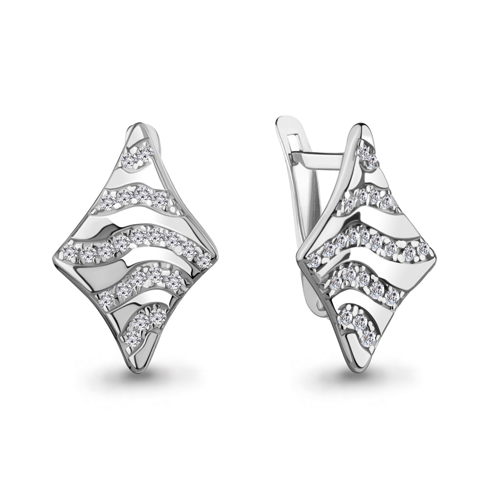 400821А Серьги из Серебра с фианитами