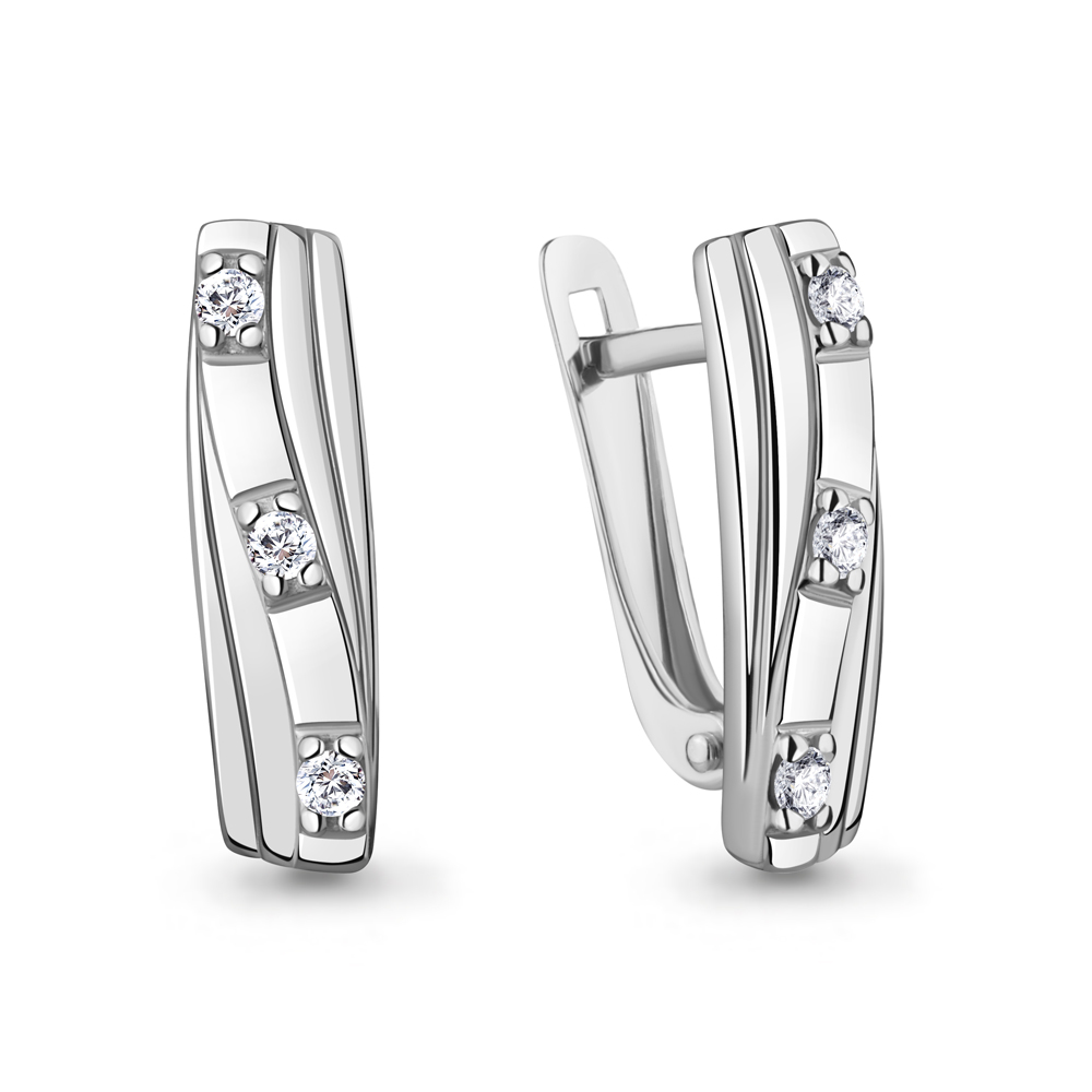 400825А Серьги из Серебра с фианитами