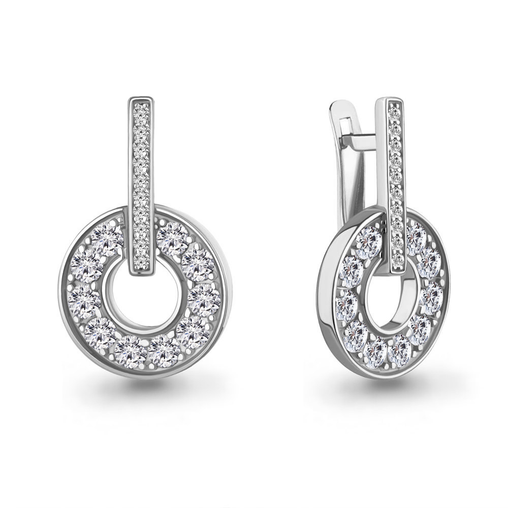 400830А Серьги из Серебра с фианитами