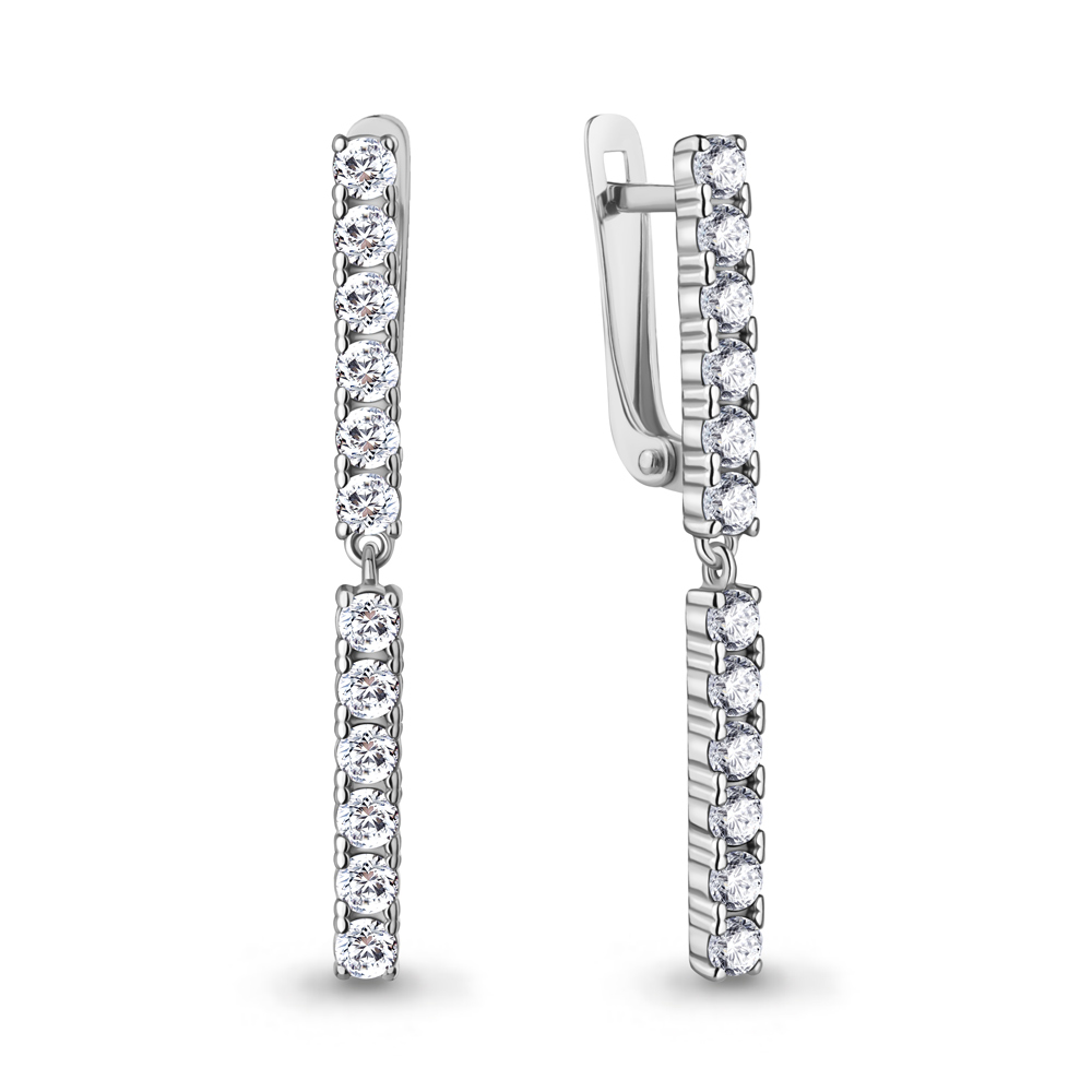 400831А Серьги из Серебра с фианитами