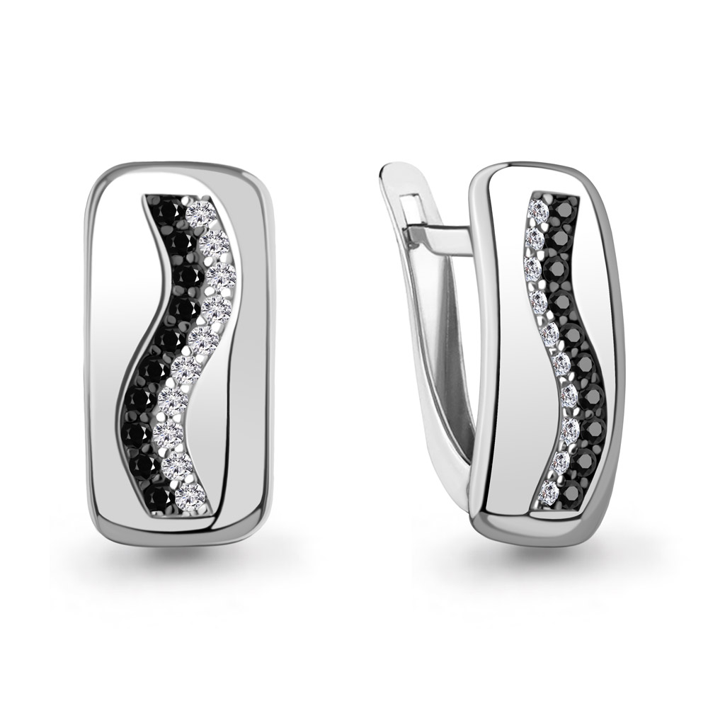 400833АЧ Серьги из Серебра с нанокристаллами, фианитами