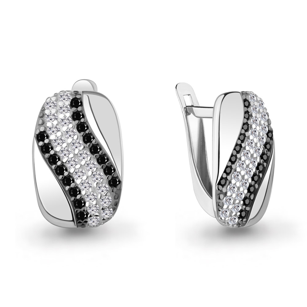 400834АЧ Серьги из Серебра с нанокристаллами, фианитами