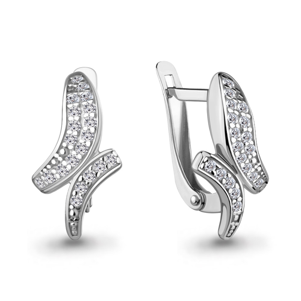 400836А Серьги из Серебра с фианитами