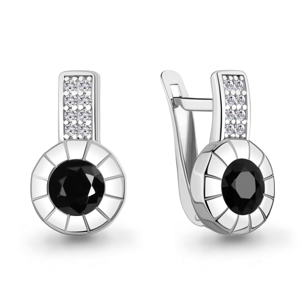 400838АЧ Серьги из Серебра с стёклами, фианитами