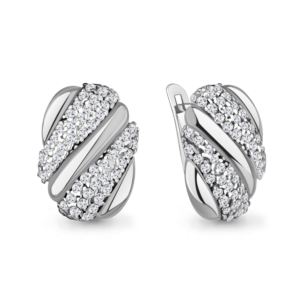 400839А Серьги из Серебра с фианитами