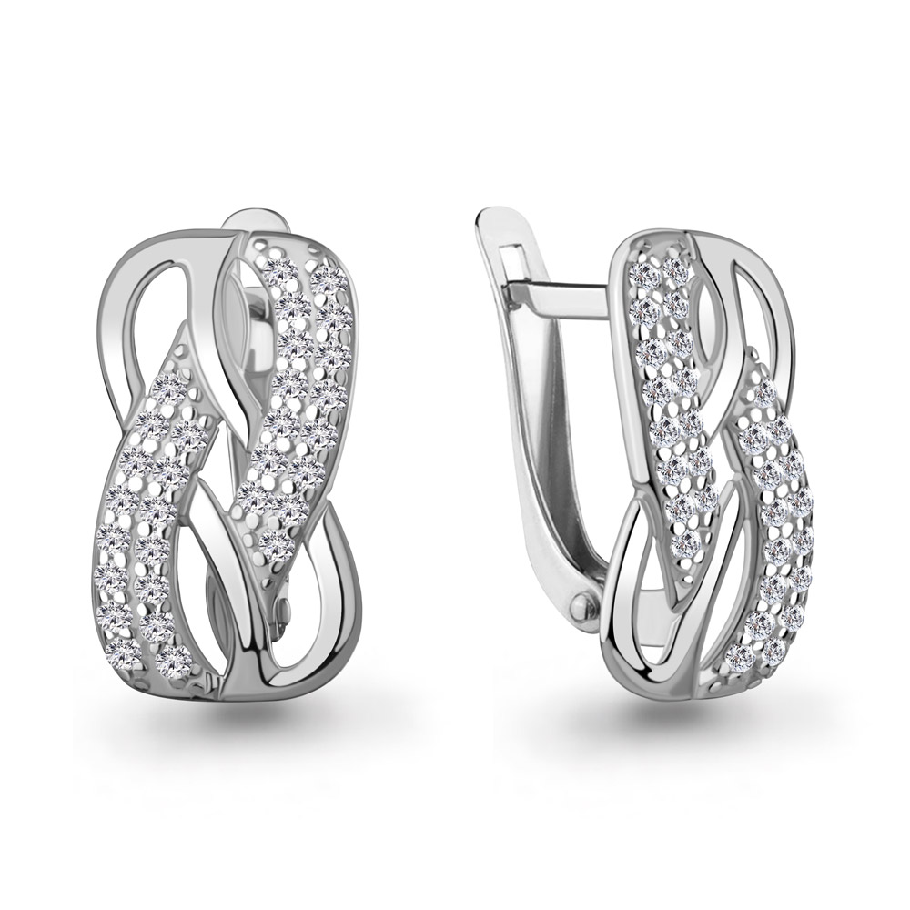 400840А Серьги из Серебра с фианитами