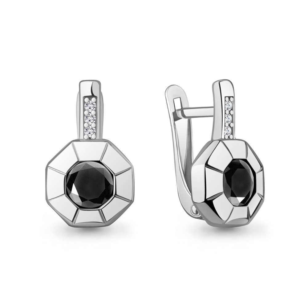 400842АЧ Серьги из Серебра с стёклами, фианитами