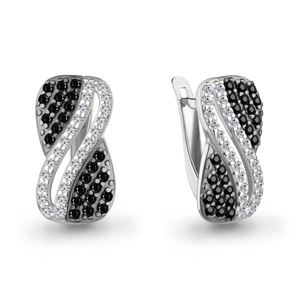 400843АЧ Серьги из Серебра с нанокристаллами, фианитами