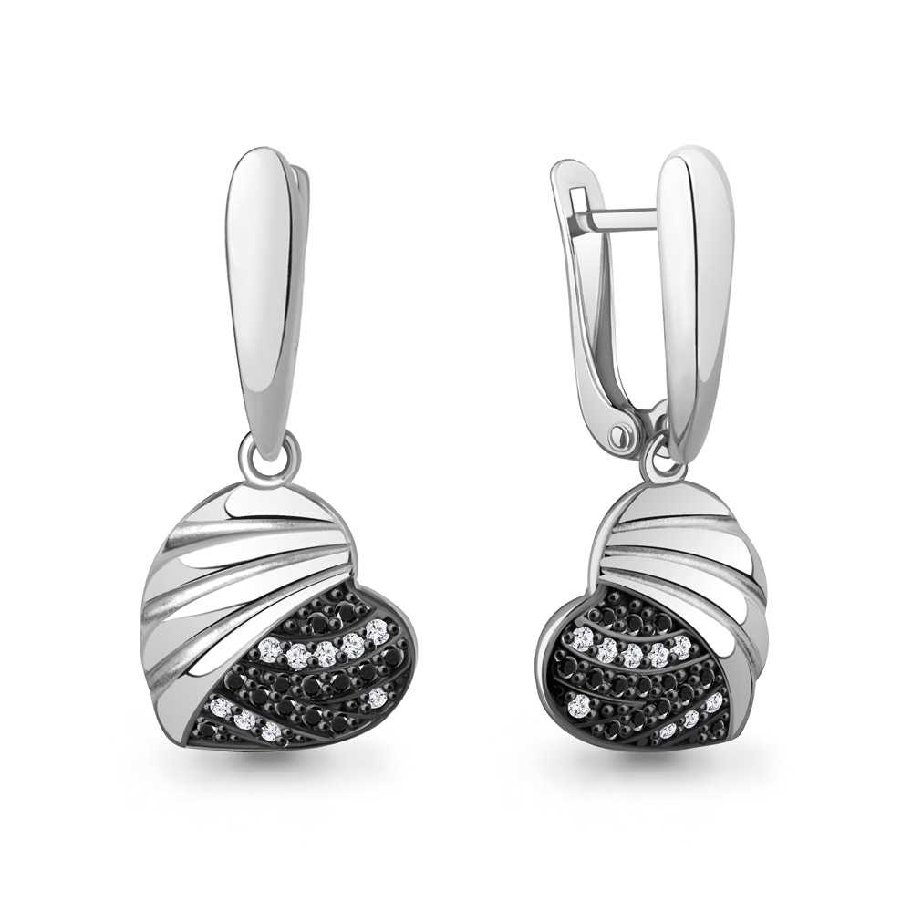 400846АЧ Серьги из Серебра с нанокристаллами, фианитами