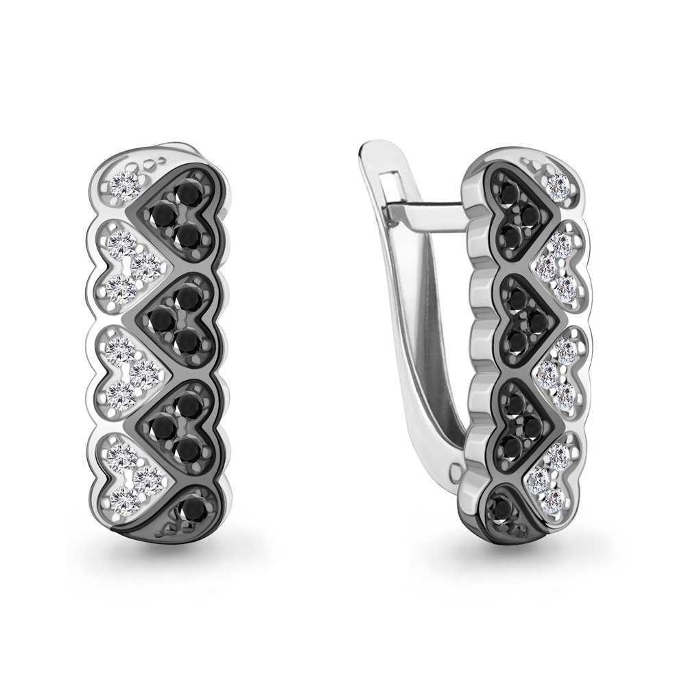 400856АЧ Серьги из Серебра с синт. шпинелью, фианитами