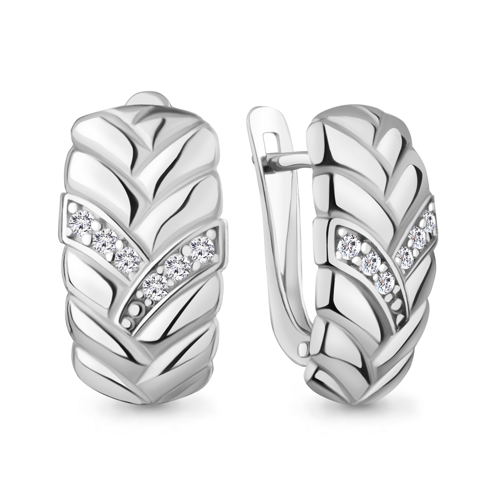 400911А Серьги из Серебра с фианитами