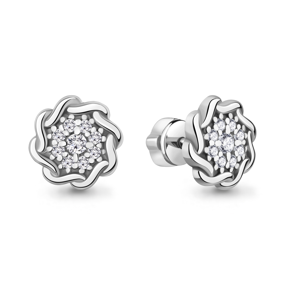 400965А Серьги из Серебра с фианитами