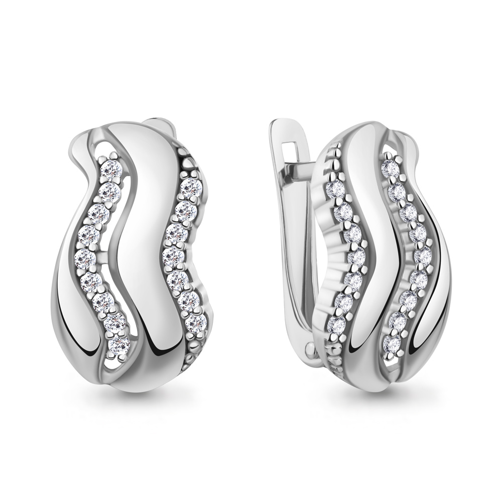 400990А Серьги из Серебра с фианитами