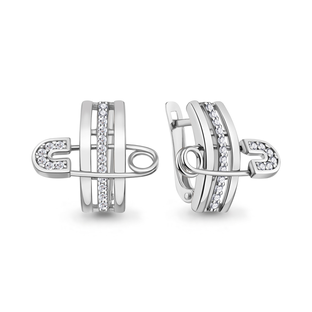 401013А Серьги из Серебра с фианитами